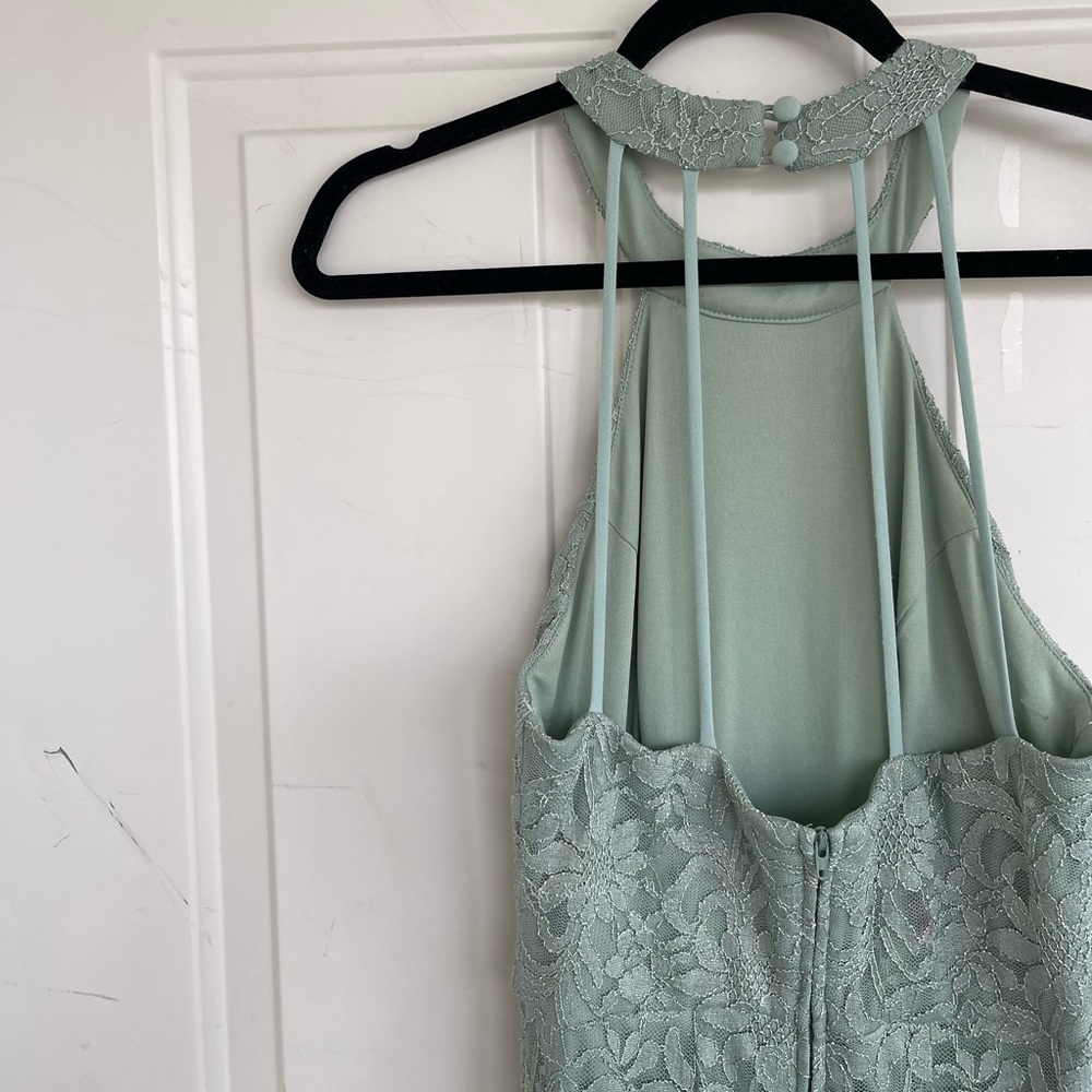 Beautiful sage sparkly lace maxi prom dress - Picture 13 of 16